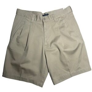 NWT Dockers Mens Minimalist Weathered Gab Shorts Tan Khaki Pleated Size 31